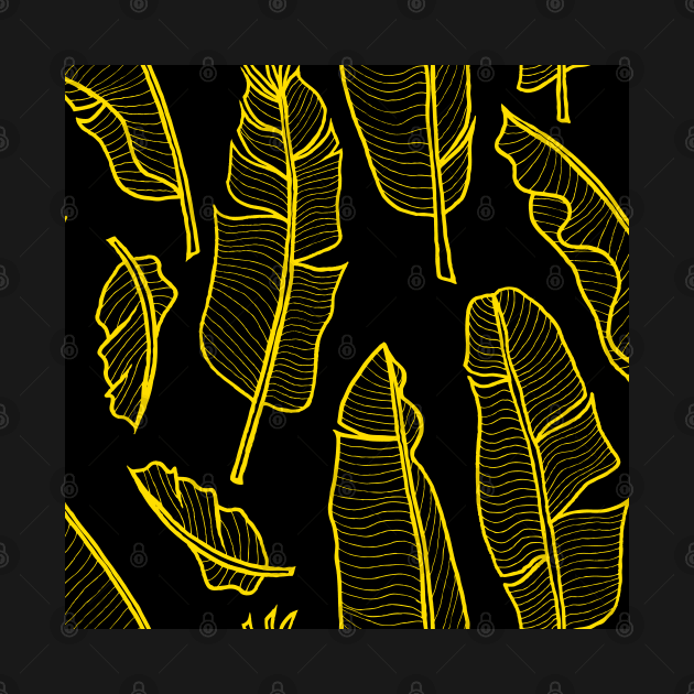 Banana leaves yellow on black by kobyakov