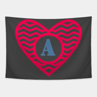 Chevron Heart With Initial A Novelty graphic Tapestry