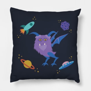 Purple People Eater in Space Pillow