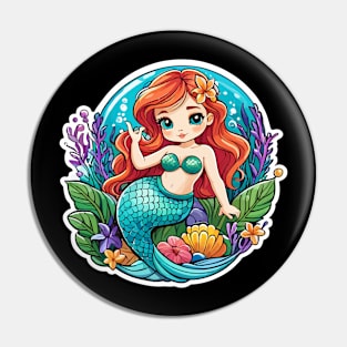 Mermaid Fantasy Illustration Pin