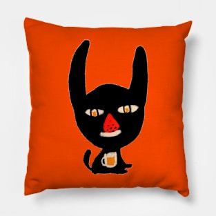 [BoutBoutBout] Strawberry-Nosed Black cat Pillow