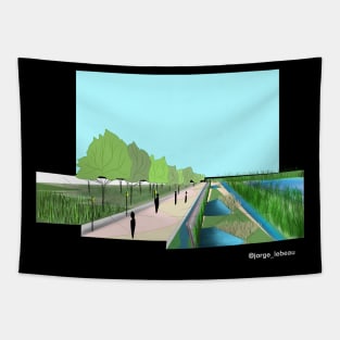 wetland urban park sketch Tapestry