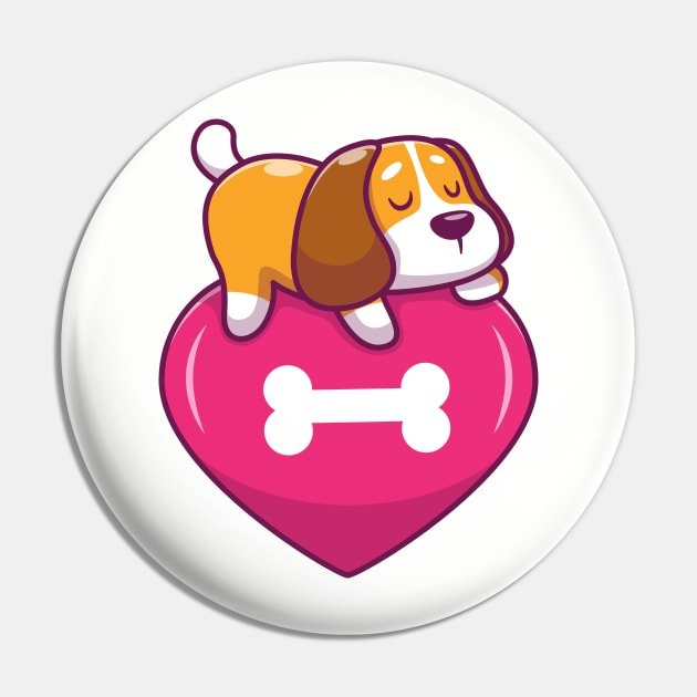 Cute dog sleeping on heart Pin by Catalyst Labs