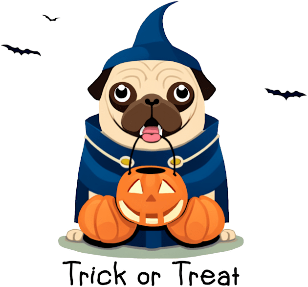 Pug goes trick or treating Kids T-Shirt by Artful Gifts