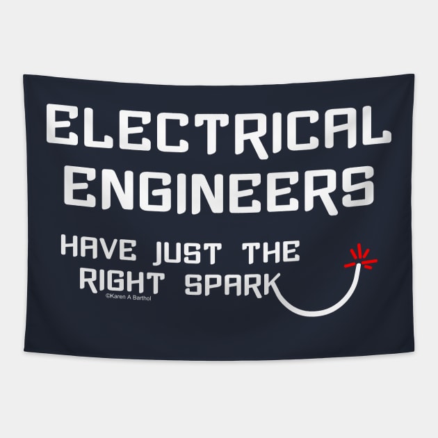 Electrical Engineering Right Spark White Text Tapestry by Barthol Graphics