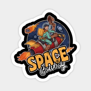 Space Cowboy Astronaut On Rocket Magnet