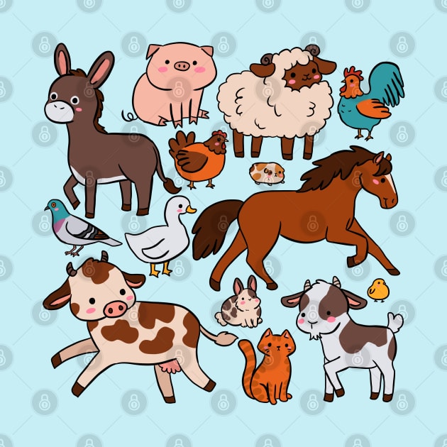 Cute farm animals illustration by Yarafantasyart