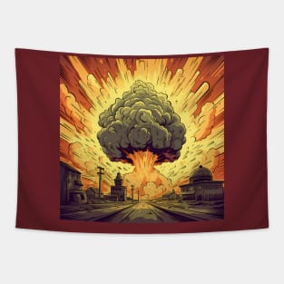 Illustration of catastrophic event. Nuclear explosion Tapestry