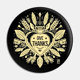 Give thanks, Red Heart for you - I LOVE YOU - Happy Thanksgiving Pin