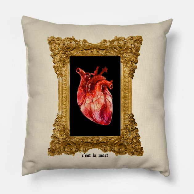 C'est La Mort Framed Heart Pillow by Perpetual Brunch