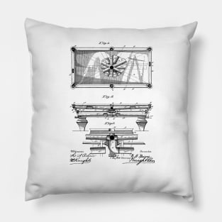 Pool Table Vintage Patent Drawing Pillow