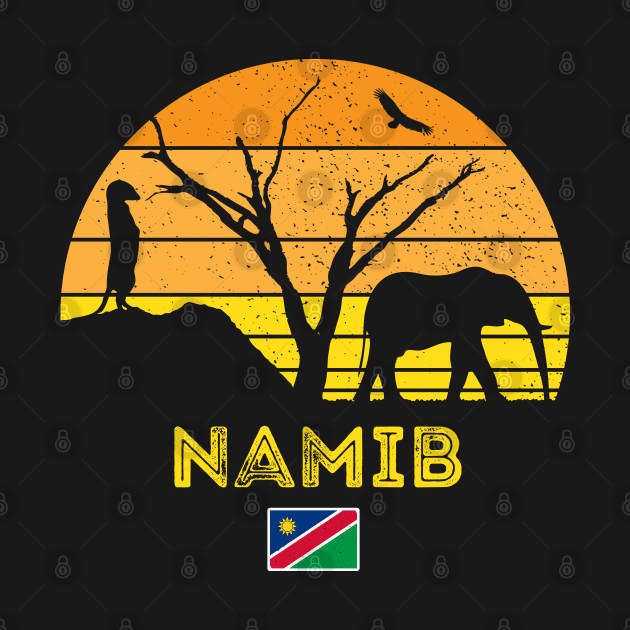 Namib Desert Elephant Safari Vintage Sunset Africa Flag by BraaiNinja