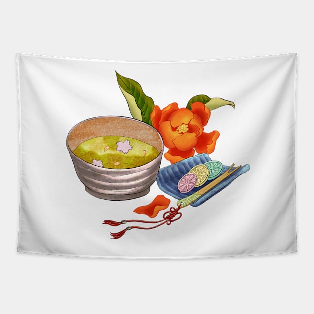 Minhwa: Korean Tea Time E Type Tapestry by koreanfolkpaint