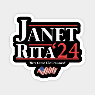 Janet and Rita 2024 Here Come the Grannies American Flag Magnet