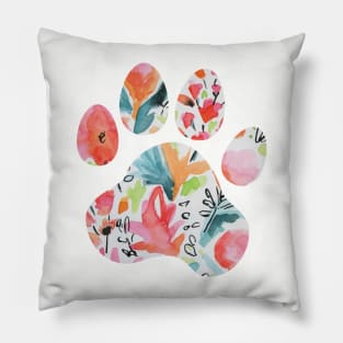 Bright Floral Paw Print Pillow