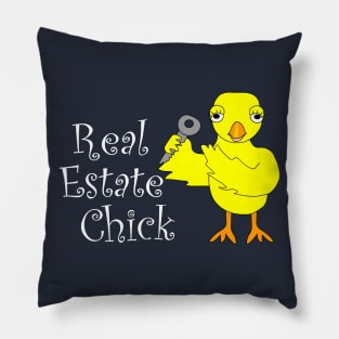 Real Estate Chick White Text Pillow