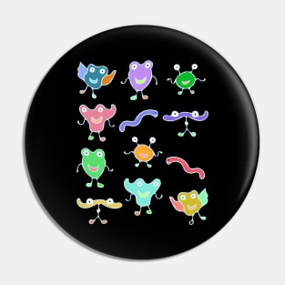 Cute And Colorful Monster Pattern (dark) Pin