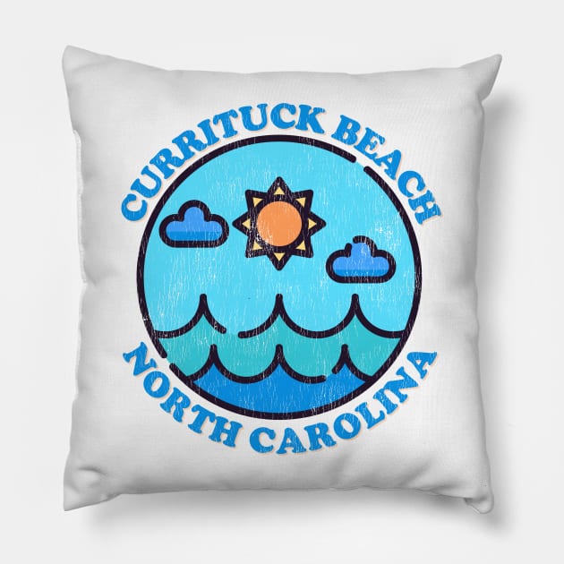 Currituck Beach, NC Summertime Vacationing Ocean Skyline Pillow by Contentarama