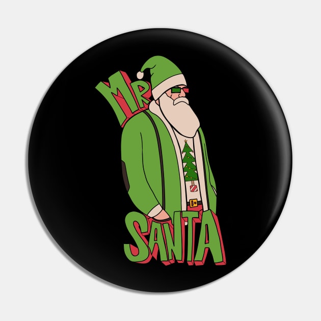 Green Mr Santa Pin by Swadeillustrations