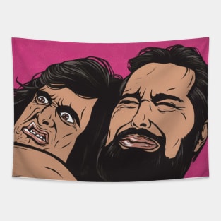 Samurai Cop Fight Scene Tapestry