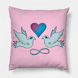 Infinity Doves Heart Pillow