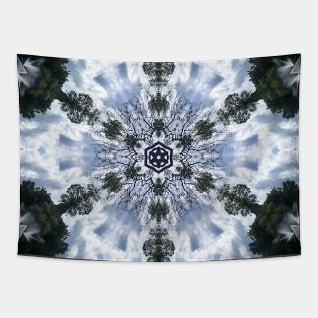 Organic Trees and Cloud Textile Pattern Edit Tapestry by Zen Goat 