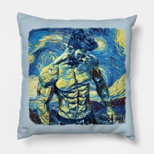 Body Builder Van Gogh Style Pillow