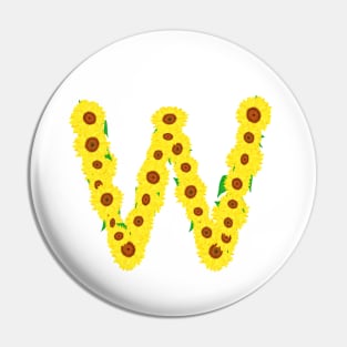 Sunflowers Initial Letter W (White Background) Pin