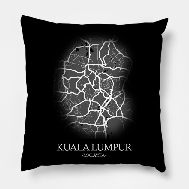 Kuala Lumpur City Map - Malaysia Cartography White Pillow by SPAZE