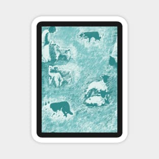 Feeding Da Caddy - Turquoise (sheep, lamb, sheepdog) Magnet