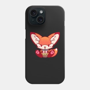 Fox bubble tea kawaii cute adorable chibi hand painted Phone Case