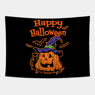 Funny Jack-O-Lantern & Pumpkin Halloween Graphic for Kids Tapestry