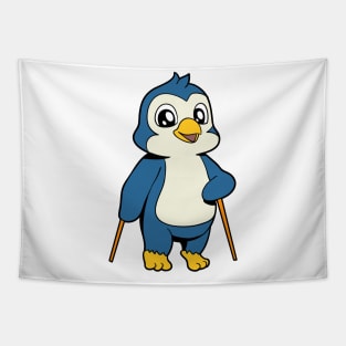 Nordic Walking cartoon Penguin Tapestry