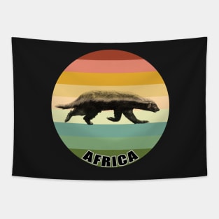 Honey Badger on the Prowl on Vintage Retro Africa Sunset Tapestry