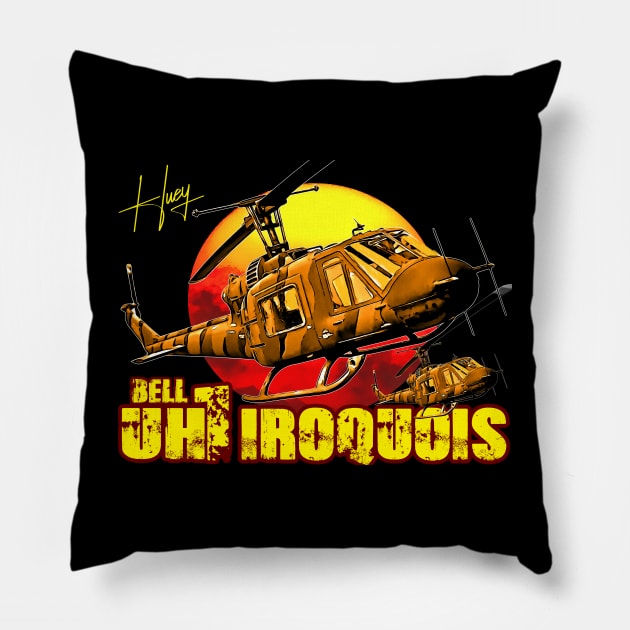 uh 1h iroquois huey helicopter Pillow by aeroloversclothing