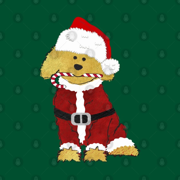 Christmas Goldendoodle Santa Claus by EMR_Designs