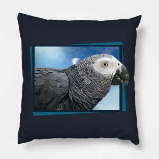 Gray parrot Pillow