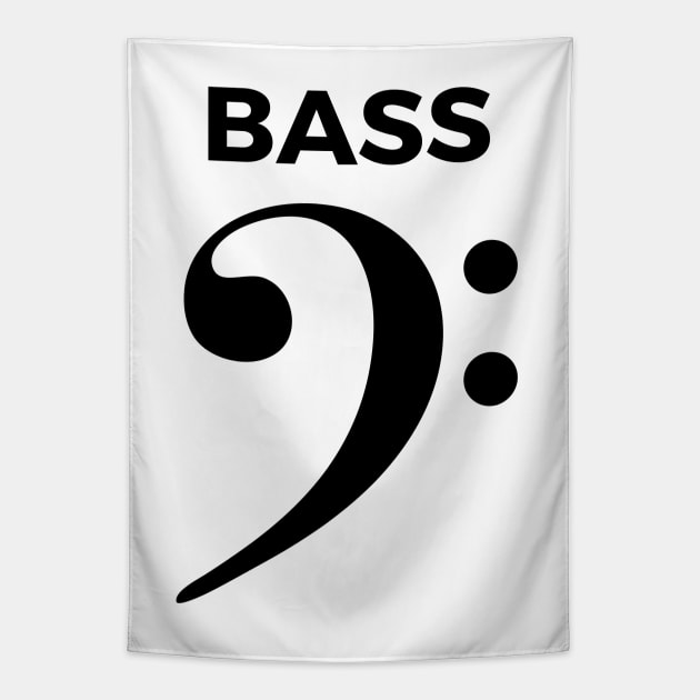 Bass Clef - Funny Music Puns Text On Top Tapestry by Double E Design