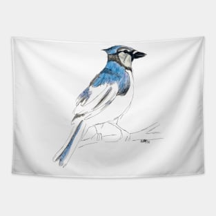 Blue Jay bird part painted sketch Tapestry