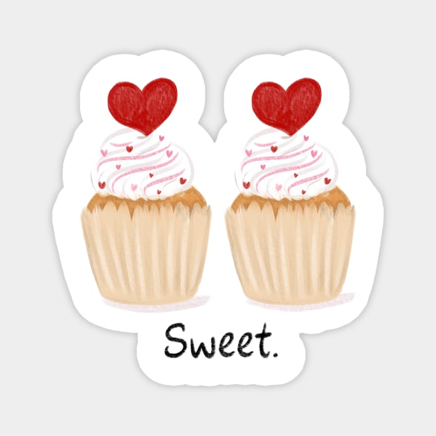 Sweet Cupcakes Magnet by The Pretty Pink Studio