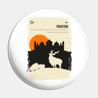 Pakistan Vintage Minimal Book Cover Markhor Travel Poster Pin