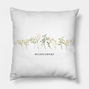 Vintage White Wildflowers Floral Cottagecore Pillow