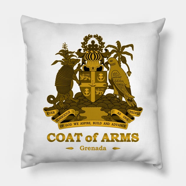 Grenada Coat of Arms Gold Pillow by IslandConcepts