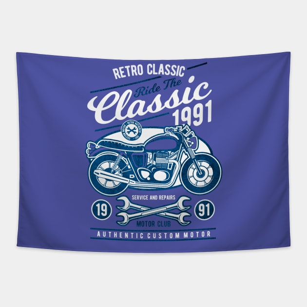 Retro Classic Motorcycle 1991 Tapestry by Tempe Gaul