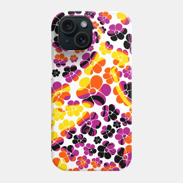 Flower Power - Black, Pink, Orange and Yellow Phone Case by LAEC