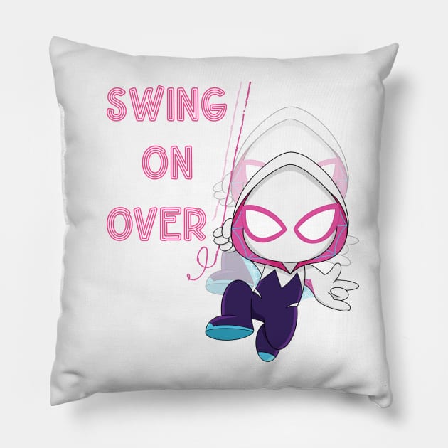 Swing on over, ghost spider girl, party Spidey birthday, cute Gwen spider Pillow by PrimeStore