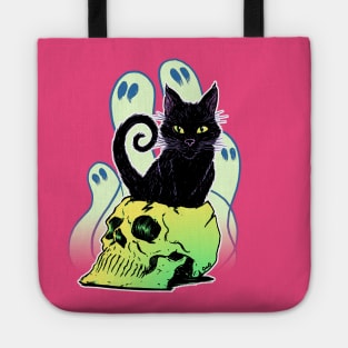 Skull Cat with Ghosts Tote