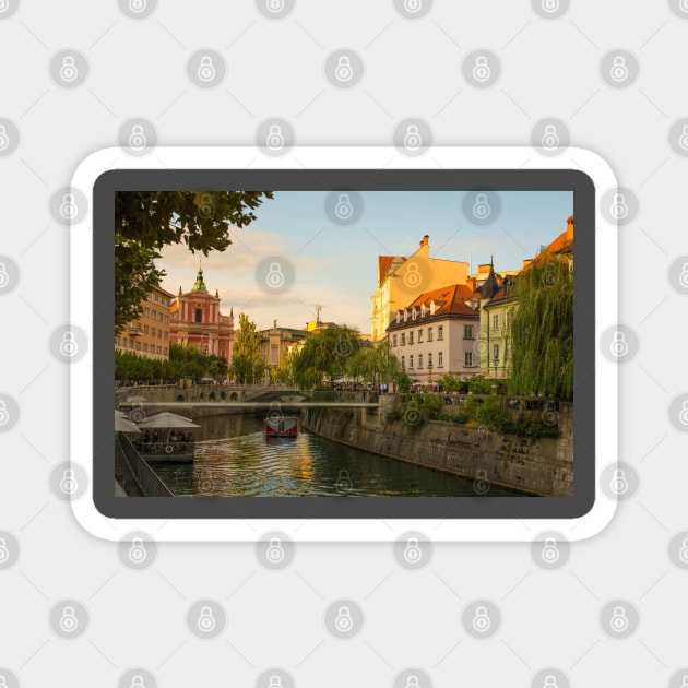 Ljubljanici River in Ljubljana, Slovenia Magnet by jojobob