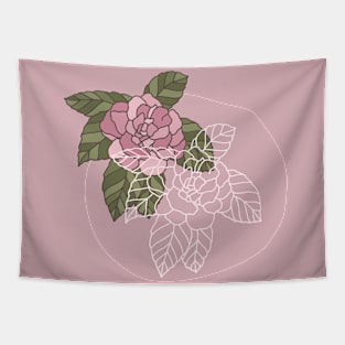 Dusty Pink Rose line art Tapestry