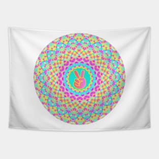 PEACE Sign Hand Pink Tapestry